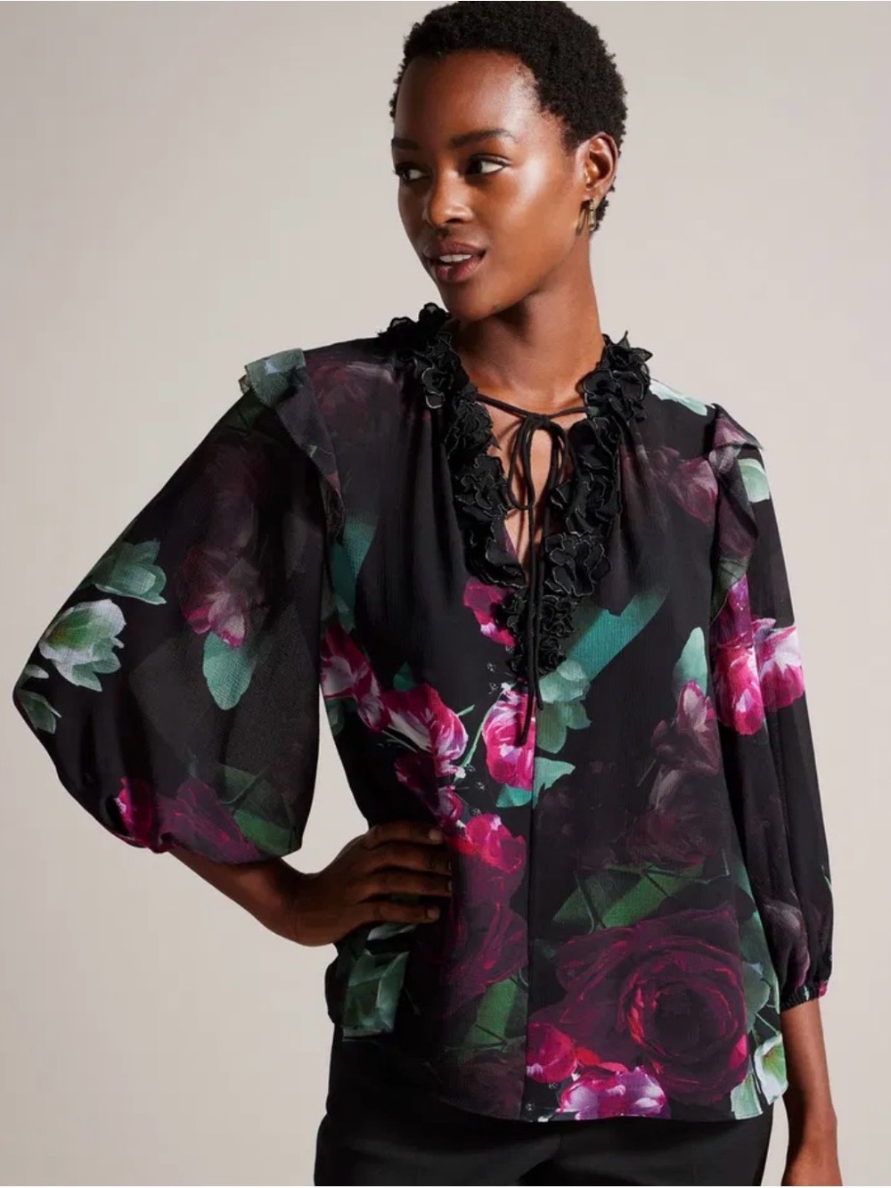 Ted Baker Faiziaa Floral Corsage Tie Top